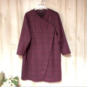 Lane Bryant Maroon Black Plaid Open Jacket 22/24